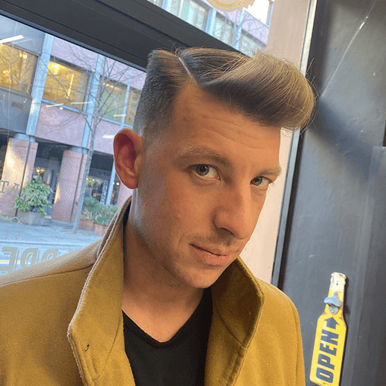 Pompadour with full beard